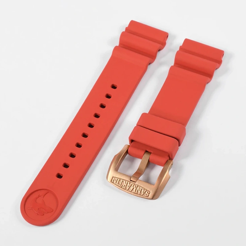 San Martin Watch Parts Fluorine Rubber Strap Waterproof 20-22mm Shark Marking High Flexibility TUNA 003 Watch Accessories
