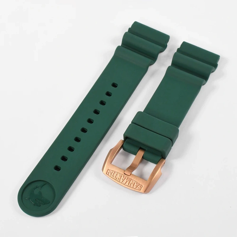 San Martin Watch Parts Fluorine Rubber Strap Waterproof 20-22mm Shark Marking High Flexibility TUNA 003 Watch Accessories