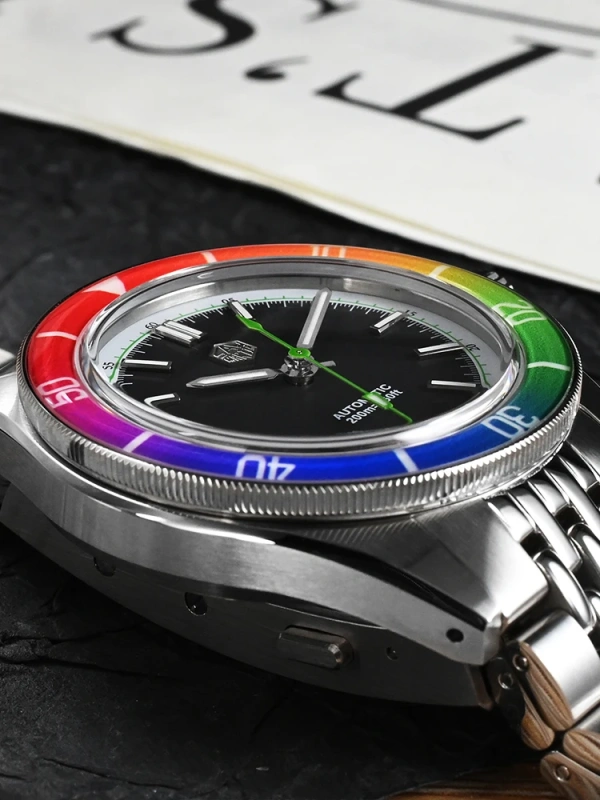 San Martin 39.5mm Sapphire Rainbow Bezel Summer NH35 Mens Watch Dive 20Bar Automatic Timepiece Luxury 6H Date Relogios SN0116B-1