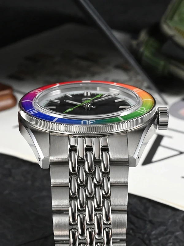 San Martin 39.5mm Sapphire Rainbow Bezel Summer NH35 Mens Watch Dive 20Bar Automatic Timepiece Luxury 6H Date Relogios SN0116B-1