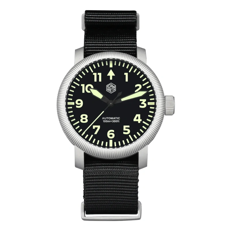 San Martin New 40mm Retro Pilot YN55 Automatic Mechanical Fashion Simple Style Men Wristwatch 100m Waterproof C3 Luminous SN0143