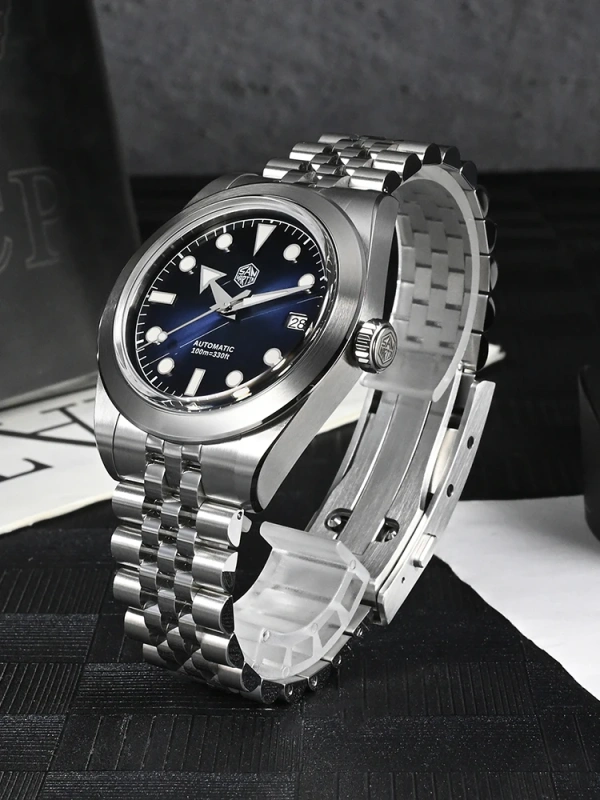 San Martin Watch For Men NH35 Sports Wristwatch 39mm Sunray Enamel Dial Jubilee Bracelet Swim Waterproof Reloj Hombre SN0053