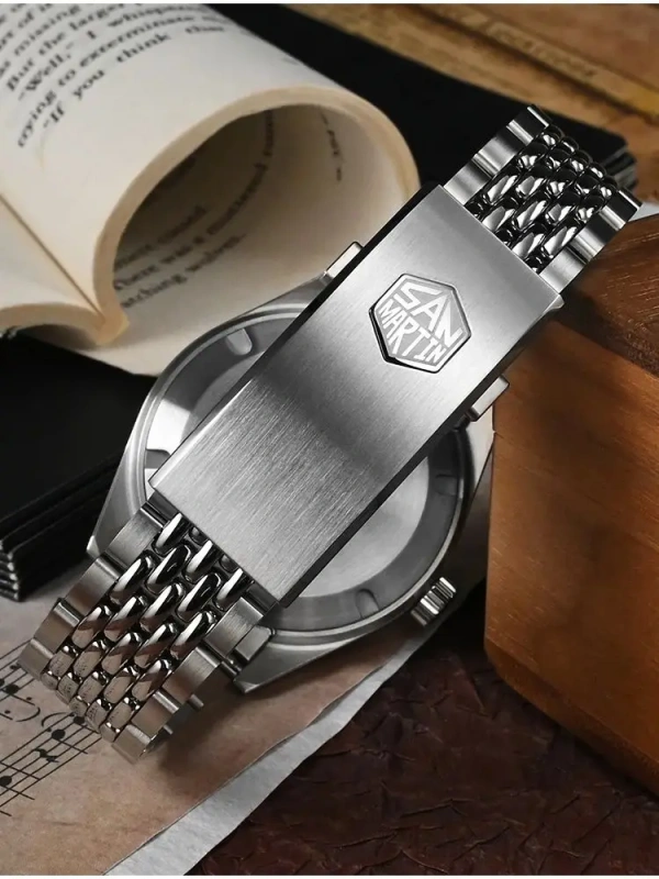 San Martin Watches 39.5mm Vintage Distressed Bezel NH34 Men Mechancial Watch Beads Of Rice Bracelet C3 Sapphire Relogio SN0116-6