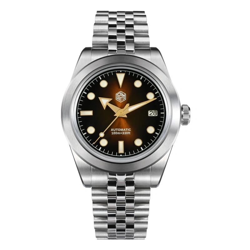 San Martin Watch For Men NH35 Sports Wristwatch 39mm Sunray Enamel Dial Jubilee Bracelet Swim Waterproof Reloj Hombre SN0053