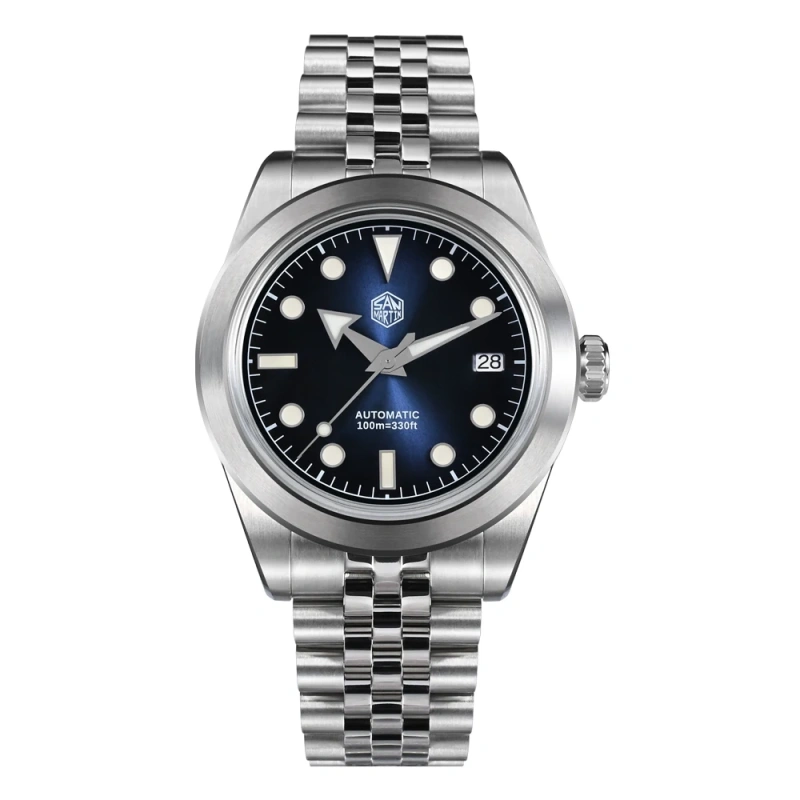 San Martin Watch For Men NH35 Sports Wristwatch 39mm Sunray Enamel Dial Jubilee Bracelet Swim Waterproof Reloj Hombre SN0053