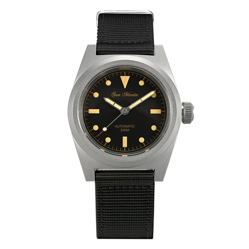 San Martin Men Pilot Watch 38mm Military NH35 Stainless Steel Automatic Mechanical Wristwatch Waterproof 200M Luminous Relojes