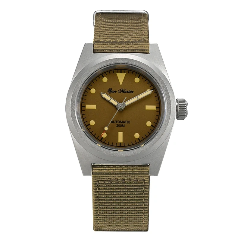 San Martin Men Pilot Watch 38mm Military NH35 Stainless Steel Automatic Mechanical Wristwatch Waterproof 200M Luminous Relojes