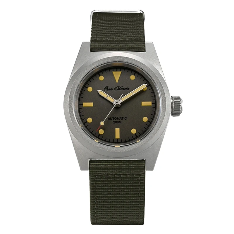 San Martin Men Pilot Watch 38mm Military NH35 Stainless Steel Automatic Mechanical Wristwatch Waterproof 200M Luminous Relojes