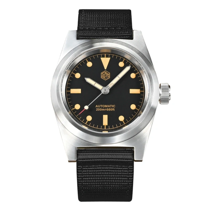 San Martin 38mm Pilot Watch Vintage Military Enthusiasts YN55 Men's Automatic Mechanical Watches Nylon Strap C3 Luminous 20Bar