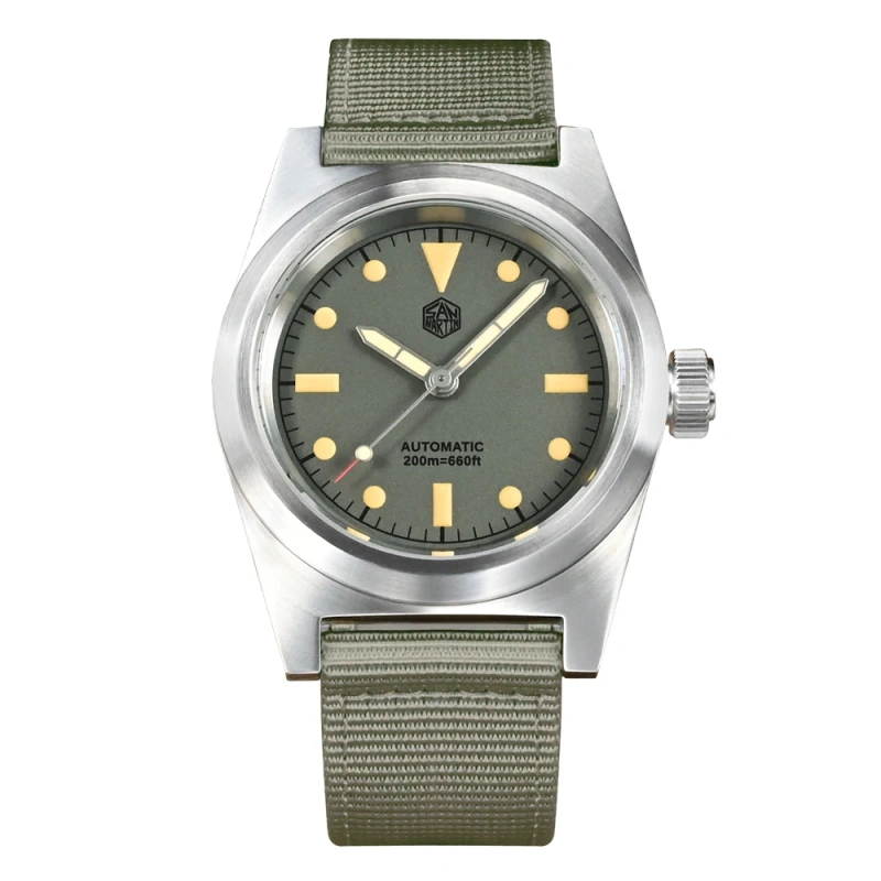 San Martin 38mm Pilot Watch Vintage Military Enthusiasts YN55 Men's Automatic Mechanical Watches Nylon Strap C3 Luminous 20Bar