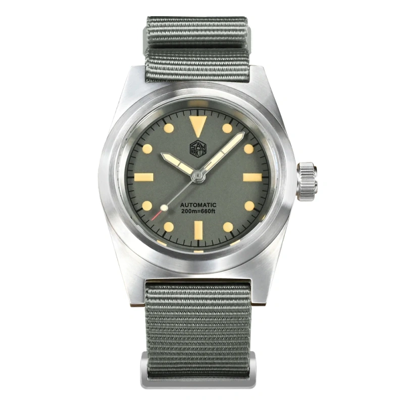 San Martin 38mm Pilot Watch Vintage Military Enthusiasts YN55 Men's Automatic Mechanical Watches Nylon Strap C3 Luminous 20Bar