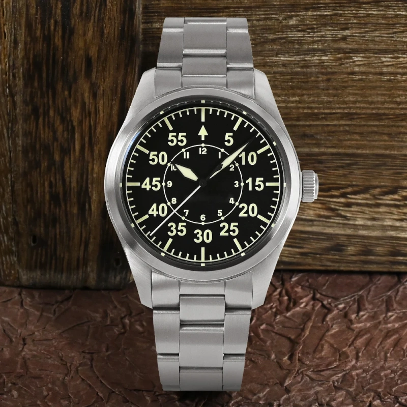 San Martin 39mm Pilot Men Watch Military Fashion Simple Style NH35 YN55A Automatic Mechanical Watches 20 Bar Waterproof Luminous