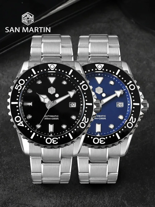 San Martin New 44mm Luxury Men's Diving Watch Classic High Quality NH35 Automatic Mechanical Sapphire BGW-X1 20Bar Reloj SN0009