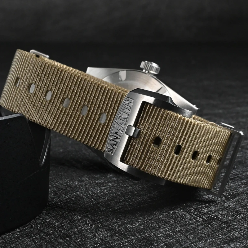 San Martin Pilot Watch 38mm YN55 Vintage Military Enthusiasts Sapphire Nylon Strap Automatic Mechanical Men Watches 20Bar