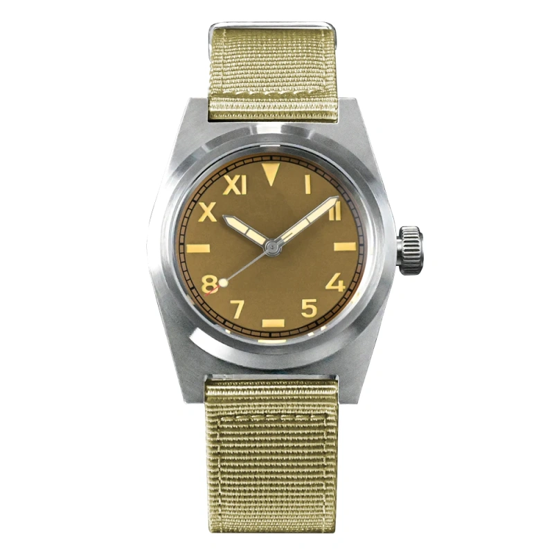 San Martin Pilot Watch NH35 38mm Vintage Military Enthusiasts Sapphire Automatic Mechanical Men Watches Nylon Strap 20Bar Lume