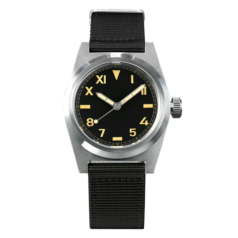 San Martin Pilot Watch NH35 38mm Vintage Military Enthusiasts Sapphire Automatic Mechanical Men Watches Nylon Strap 20Bar Lume