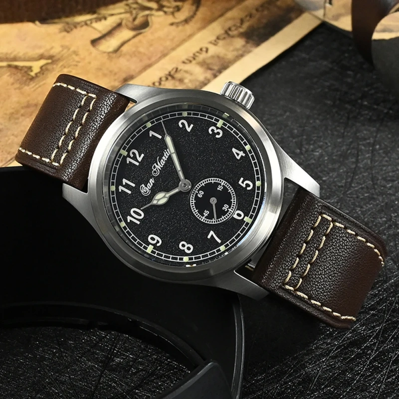 San Martin 37mm Pilot Watch RONDA 6004 Quartz Movement Military Simple Fashion Style Men Wristwatch 20 Bar Luminous Relojes