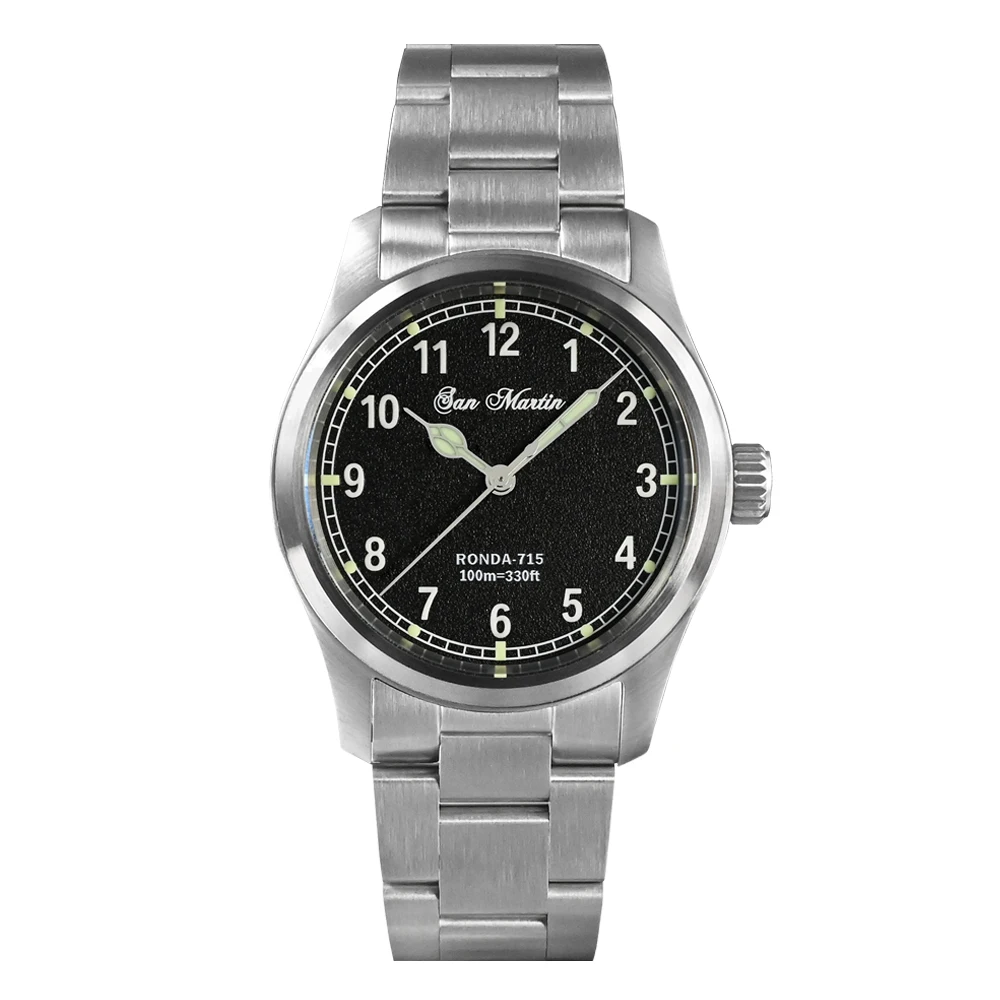 San Martin 37mm Pilot Watch with RONDA 715 Quartz Movement SN0034
