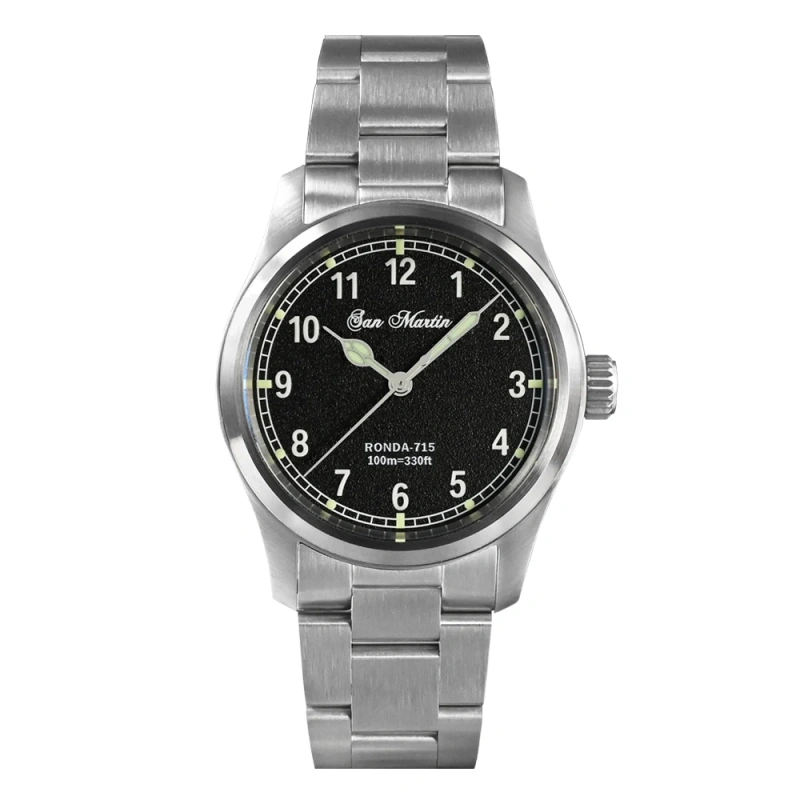 San Martin 37mm Pilot Watch with RONDA 715 Quartz Movement  display picture 2
