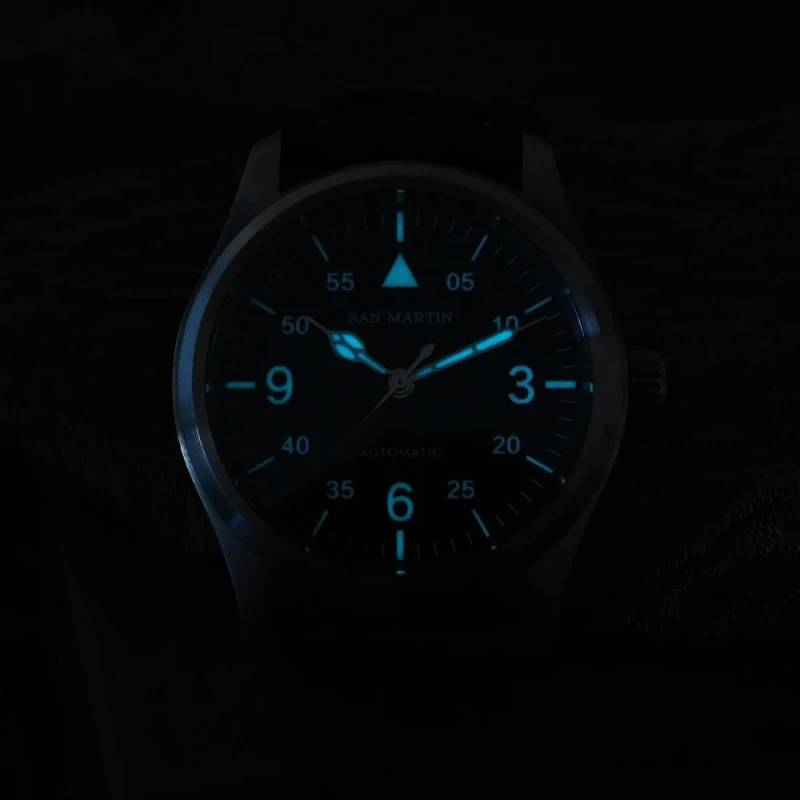 San Martin Men Pilot Watch 37mm Miyota 8215 Fashion Simple Style Military Automatic Mechanical Watches 100m Waterproof BGW-9