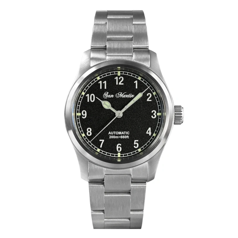 San Martin Simple Men Watch 37mm Pilot Miyota 8215 Classic Military Explore Automatic Mechanical Watches Waterproof 100m