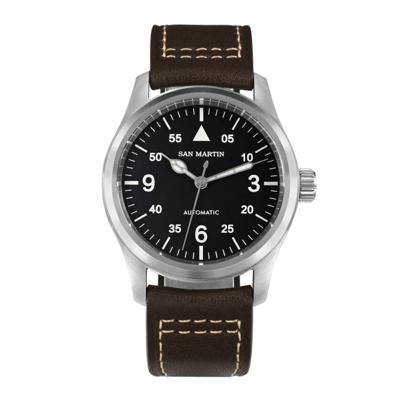 San Martin Men Pilot Watch 37mm Miyota 8215 Fashion Simple Style Military Automatic Mechanical Watches 100m Waterproof BGW-9