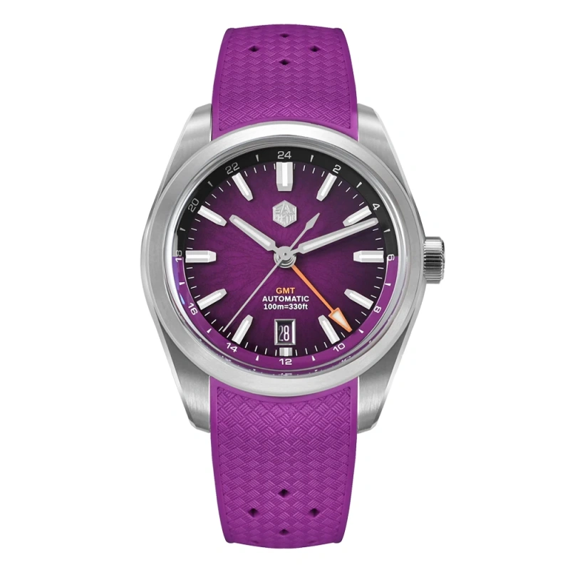 San Martin 2025 New 39mm JianZhan Miyota 9075 GMT Watch Original Design Gada Men Automatic Mechanical Watch Bubble Glass SN0144