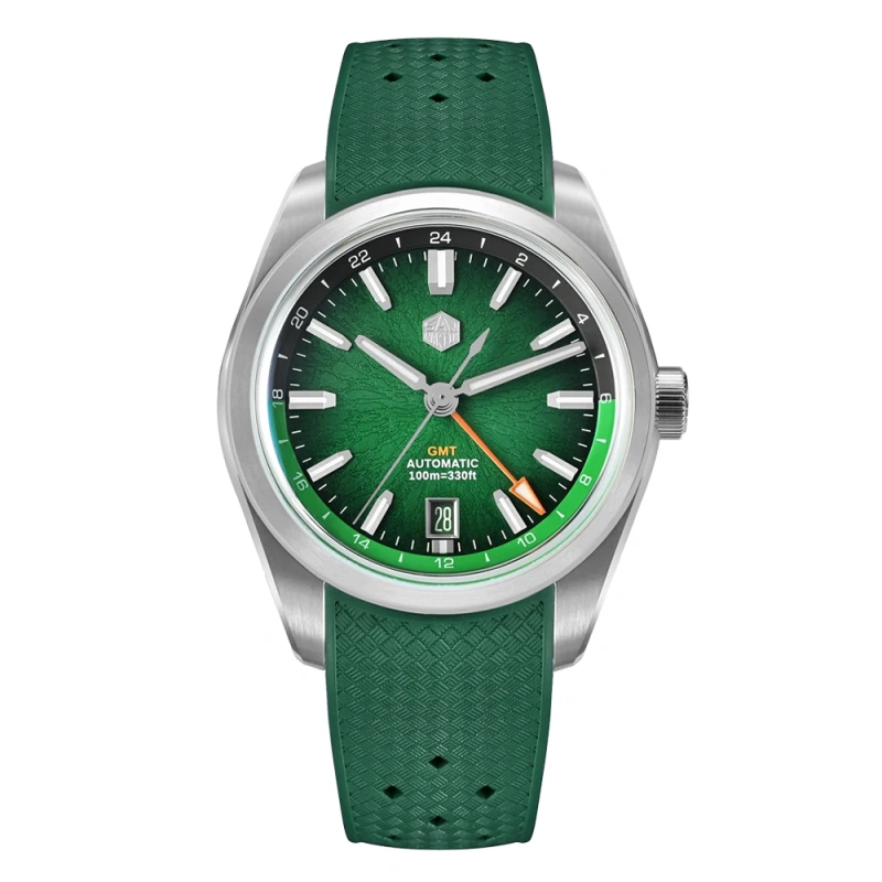 San Martin 2025 New 39mm JianZhan Miyota 9075 GMT Watch Original Design Gada Men Automatic Mechanical Watch Bubble Glass SN0144