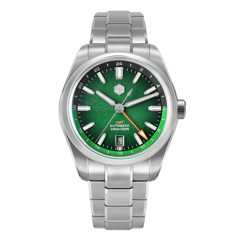San Martin 2025 New 39mm JianZhan Miyota 9075 GMT Watch Original Design Gada Men Automatic Mechanical Watch Bubble Glass SN0144
