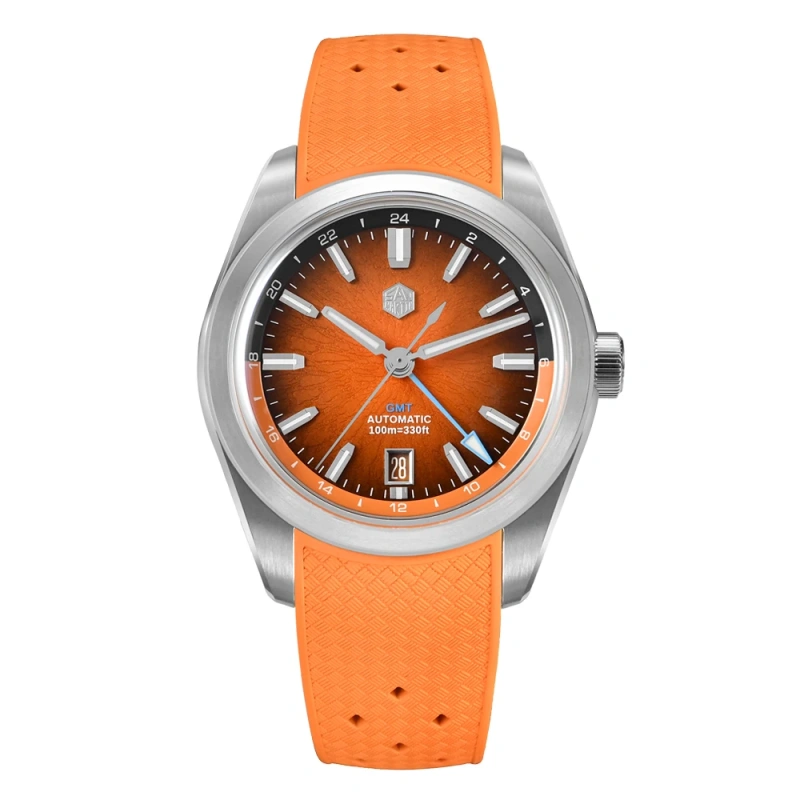 San Martin 2025 New 39mm JianZhan Miyota 9075 GMT Watch Original Design Gada Men Automatic Mechanical Watch Bubble Glass SN0144