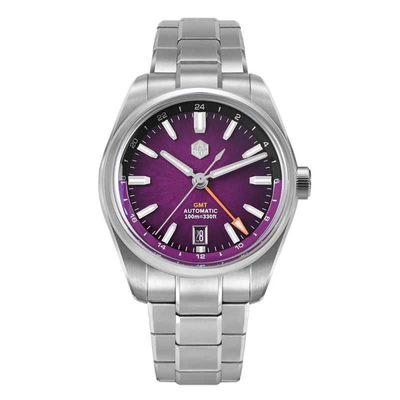 San Martin 2025 New 39mm JianZhan Miyota 9075 GMT Watch Original Design Gada Men Automatic Mechanical Watch Bubble Glass SN0144