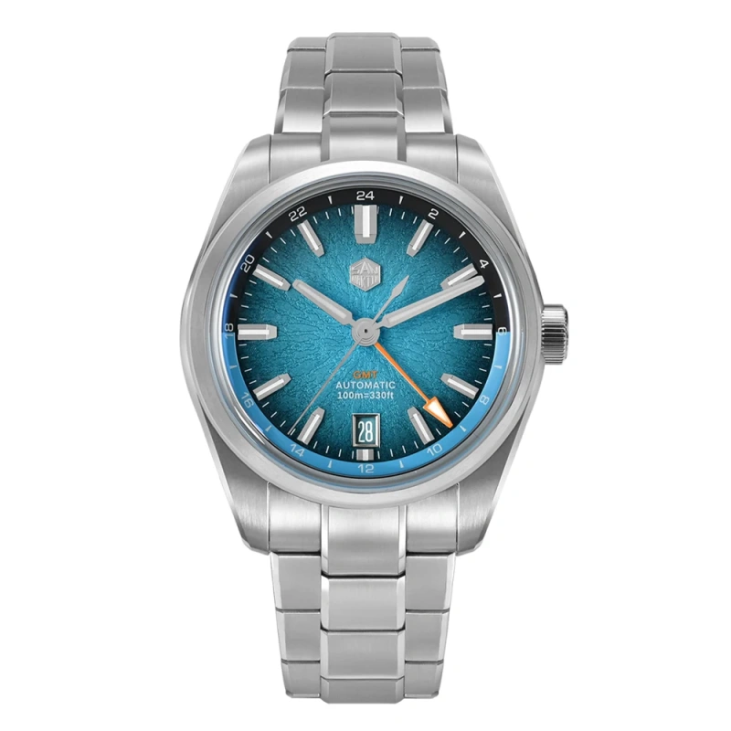 San Martin 2025 New 39mm JianZhan Miyota 9075 GMT Watch Original Design Gada Men Automatic Mechanical Watch Bubble Glass SN0144