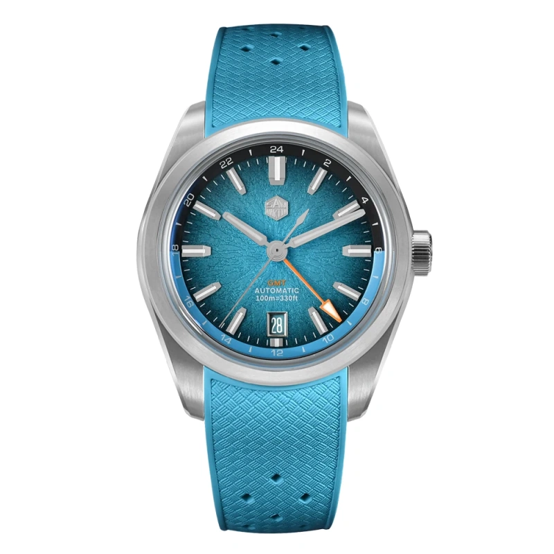 San Martin 2025 New 39mm JianZhan Miyota 9075 GMT Watch Original Design Gada Men Automatic Mechanical Watch Bubble Glass SN0144
