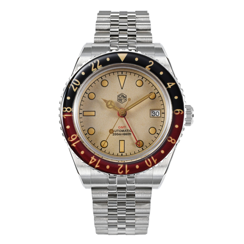San Martin Distressed Design NH34 GMT Watch - SN0005G-B