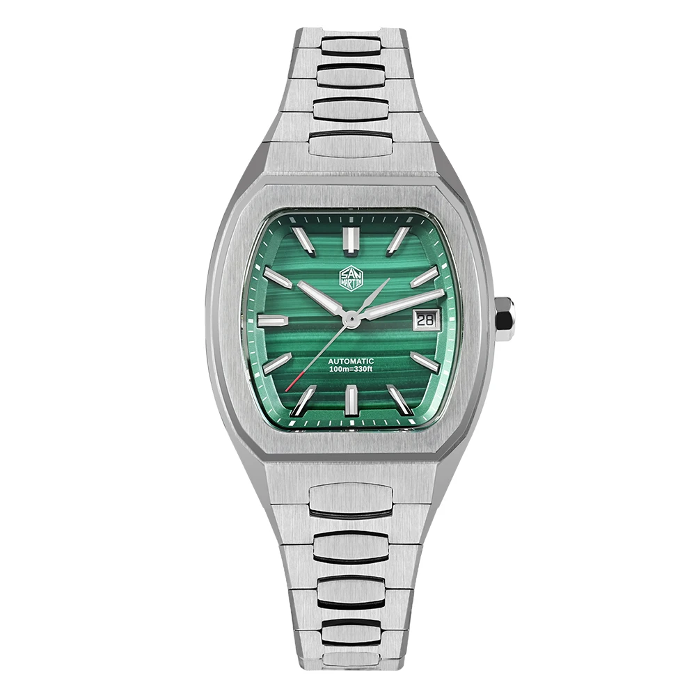 San Martin 39.5mm Tonneau Luxury Men Watch Mineral Dial Casual