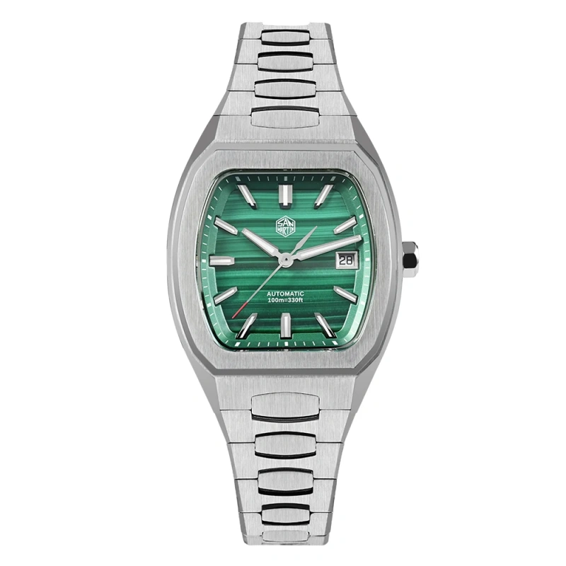 San Martin 39.5mm Tonneau Luxury Men Watch Mineral Dial Casual Sports PT5000 SW200 Automatic Mechanical Sapphire Luminous SN0145