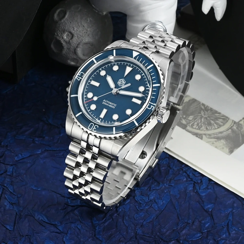 San Martin 40mm Men Dive Watch NH35 Automatic Movement Mechanical Wristwatches Sapphire Crystal Fully Luminous Waterproof 20Bar
