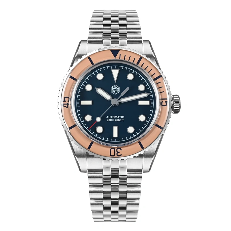 San Martin 40mm Men Dive Watch NH35 Automatic Movement Mechanical Wristwatches Sapphire Crystal Fully Luminous Waterproof 20Bar