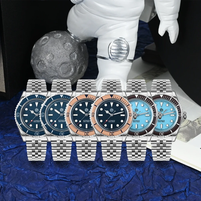 San Martin 40mm Men Dive Watch NH35 Automatic Movement Mechanical Wristwatches Sapphire Crystal Fully Luminous Waterproof 20Bar