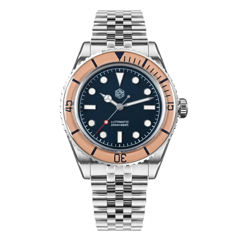 San Martin 40mm Men Dive Watch NH35 Automatic Movement Mechanical Wristwatches Sapphire Crystal Fully Luminous Waterproof 20Bar
