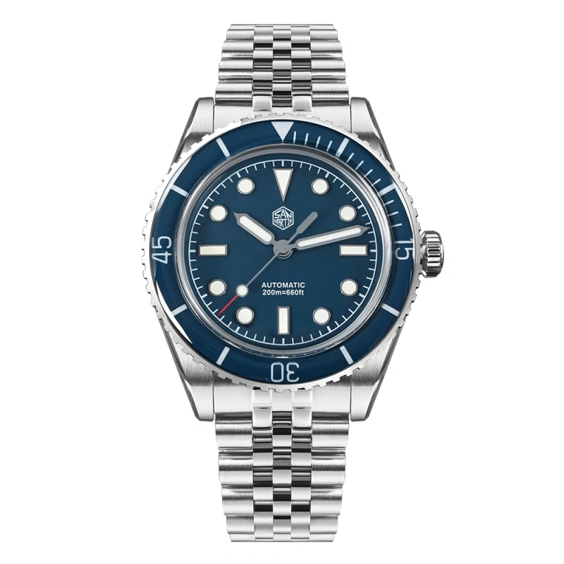 San Martin 40mm Men Dive Watch NH35 Automatic Movement Mechanical Wristwatches Sapphire Crystal Fully Luminous Waterproof 20Bar