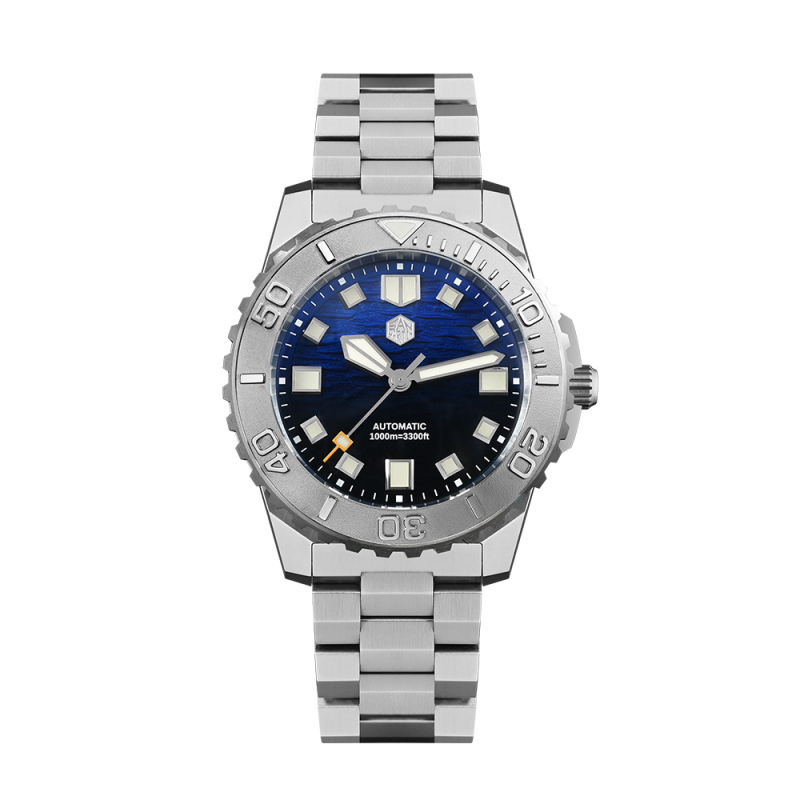 San Martin 1000m Deep Waterproof 43mm Men Diver Watch with Helium Escape Valve NH35 Automatic Mechanical Wave Enamel Dial SN0147