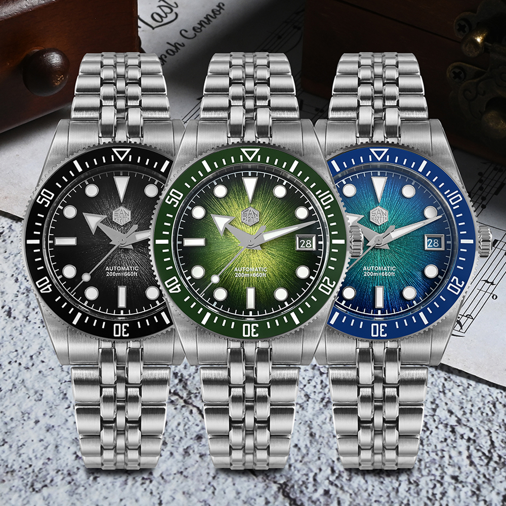San Martin 37.5mm Men Diver Watch Miyota 9015 Automatic Mechanical