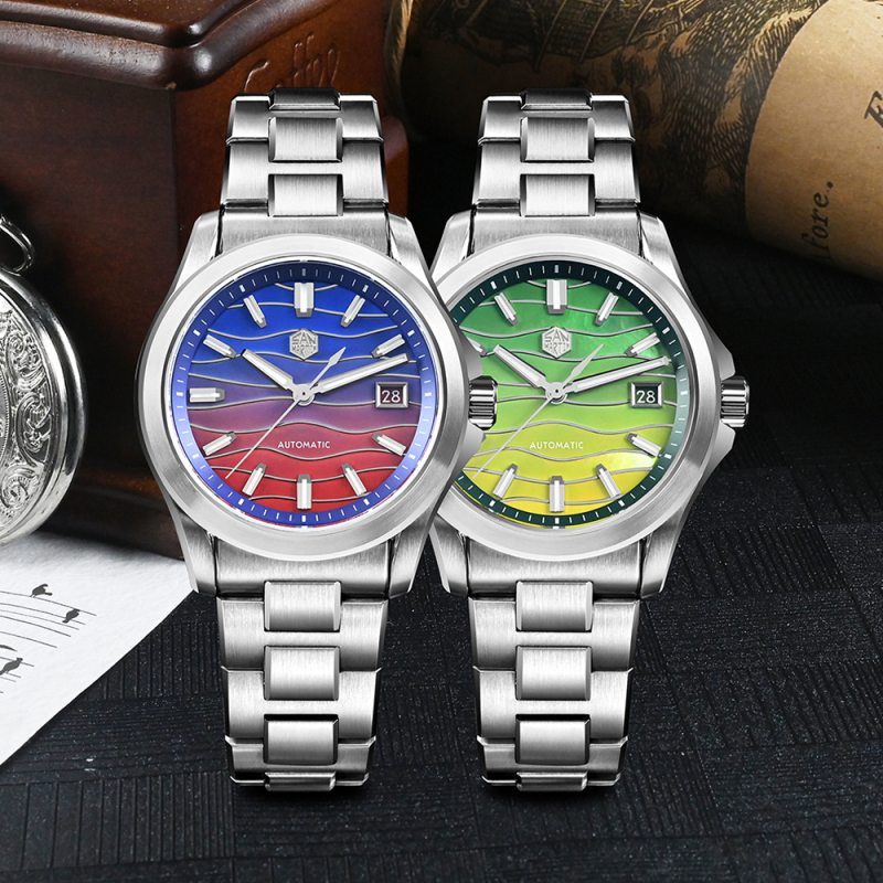 San Martin Watch 39mm Luxury Dress Miyota 9015 Automatic Mechanical Watches for Men With Mop Guilloche 100m Waterproof SN0150