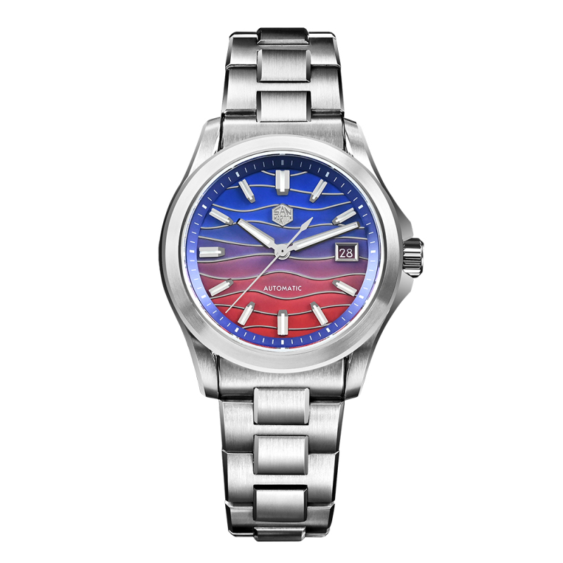 San Martin Watch 39mm Luxury Dress Miyota 9015 Automatic Mechanical Watches for Men With Mop Guilloche 100m Waterproof SN0150