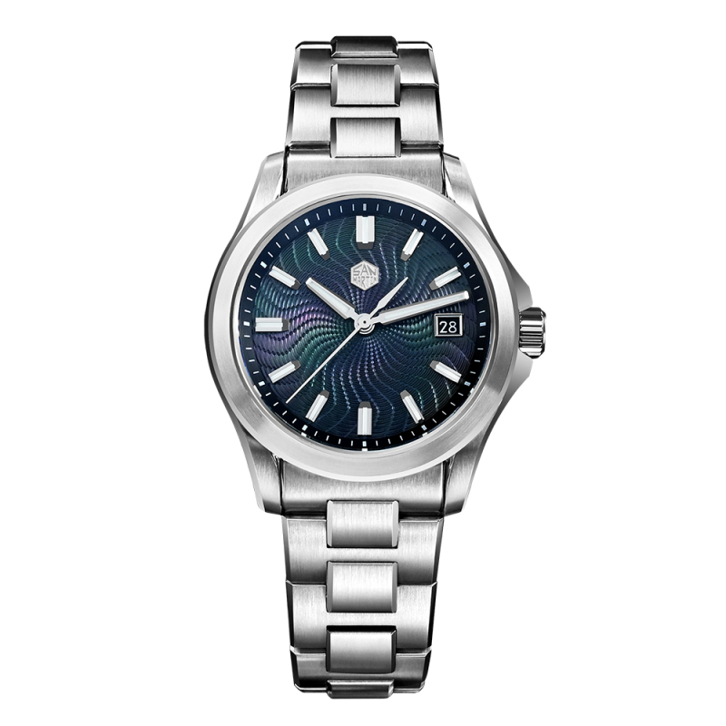 San Martin Watch 39mm Luxury Dress Miyota 9015 Automatic Mechanical Watches for Men With Mop Guilloche 100m Waterproof SN0150