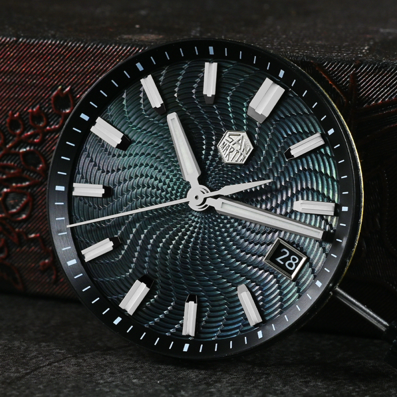 San Martin Watch 39mm Luxury Dress Miyota 9015 Automatic Mechanical Watches for Men With Mop Guilloche 100m Waterproof SN0150
