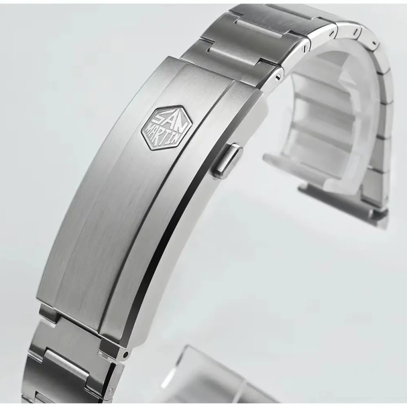 San Martin Straight Endlinks Y Links Bracelet 316L Stainless Steel On The Fly Quick Adjust Folding Clasp For Model SN0151