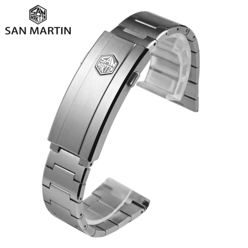 San Martin Straight Endlinks Y Links Bracelet 316L Stainless Steel On The Fly Quick Adjust Folding Clasp For Model SN0151