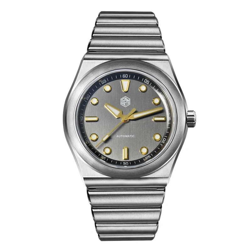 San Martin SN0149 40mm Men Sport Watch Miyota 90S5 Automatic Integrated Bracelet Luxury Vertical Brushed Dial Mechanical Watches